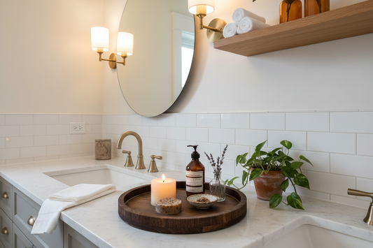 Round Dark Wood Tray
