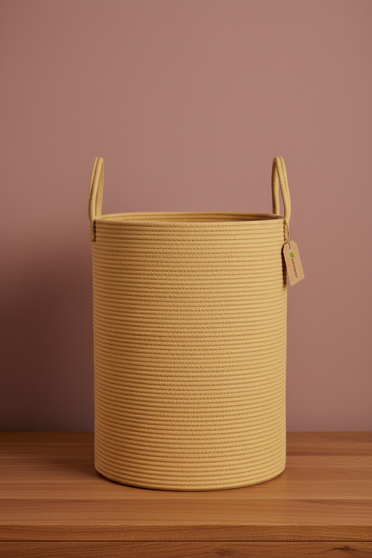 Extra Large Cotton Rope Storage Basket | Honey | 75L Woven Laundry & Blanket Organiser