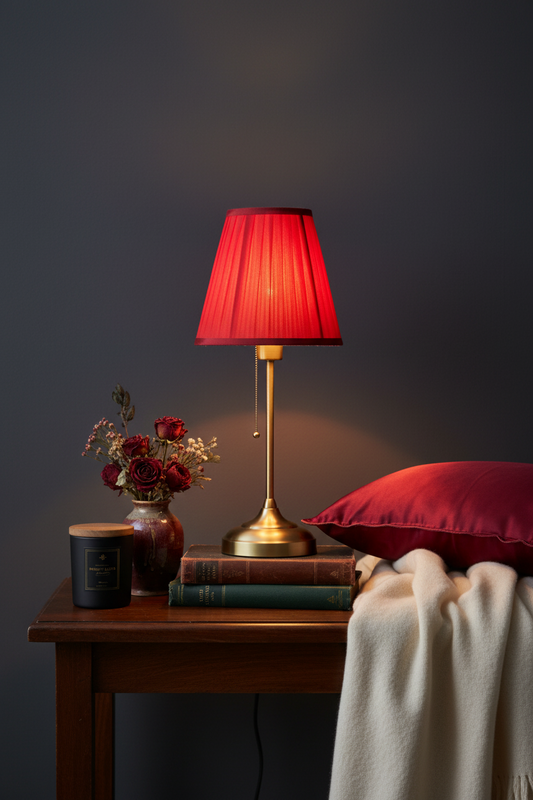 Fabric Table Lamp | Antique Brass | Pull-Switch Bedside Light