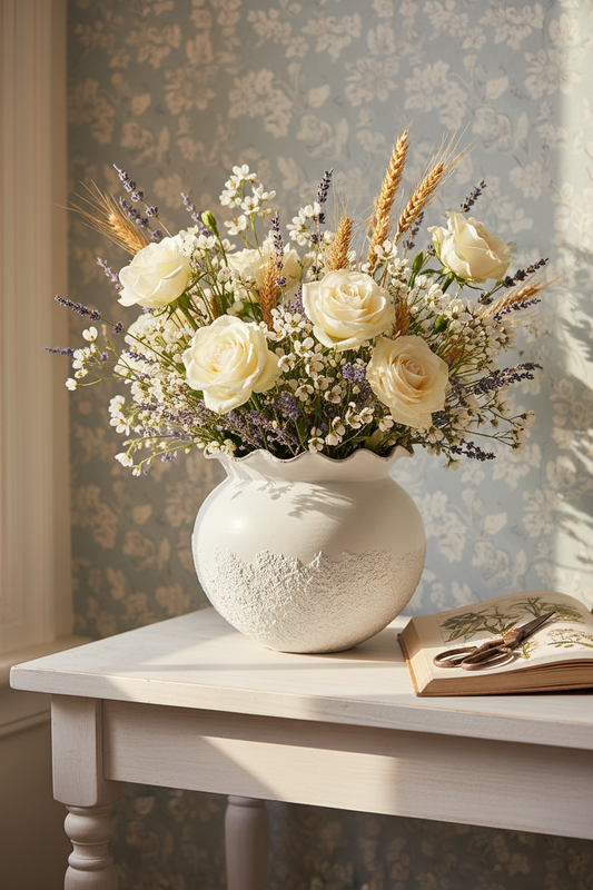 Rustic Farmhouse Metal Flower Vases — Set of Vintage Faux Pottery Vases for Home Decor
