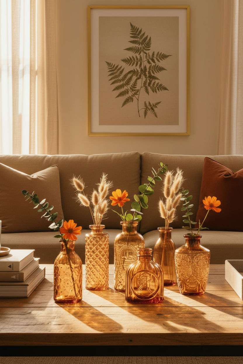 Amber Glass Bud Vases — Portrait