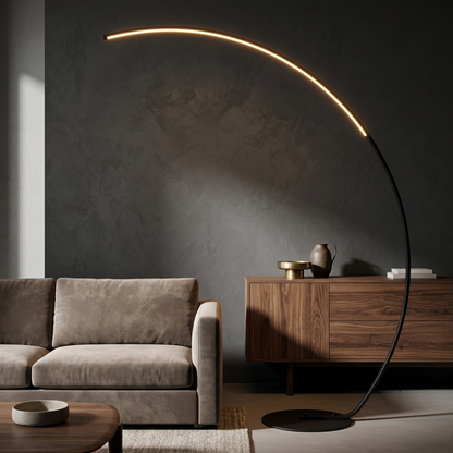 ArcGlow Half‑Halo Floor Lamp – Designer Edition