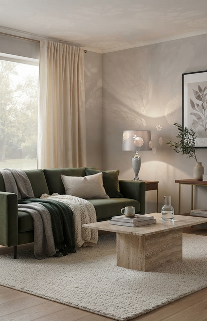 The Malham Bloom Lamp — Satin Silver Elegance with Sculpted Ceramic Silhouette
