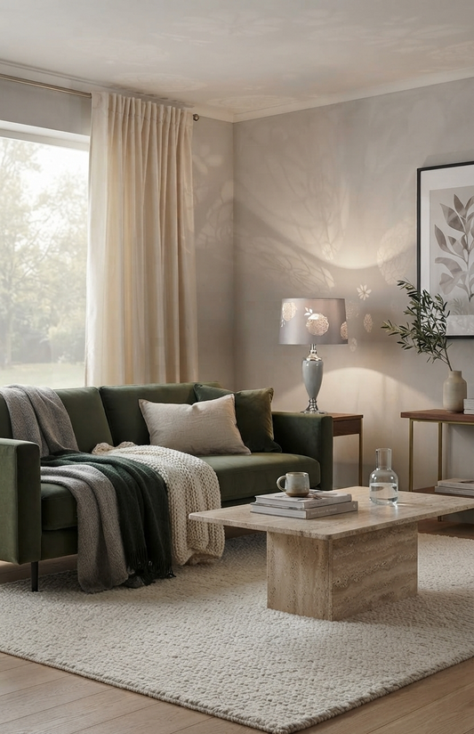 The Malham Bloom Lamp — Satin Silver Elegance with Sculpted Ceramic Silhouette