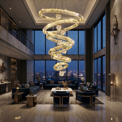 Aurora Spiral Crystal Chandelier