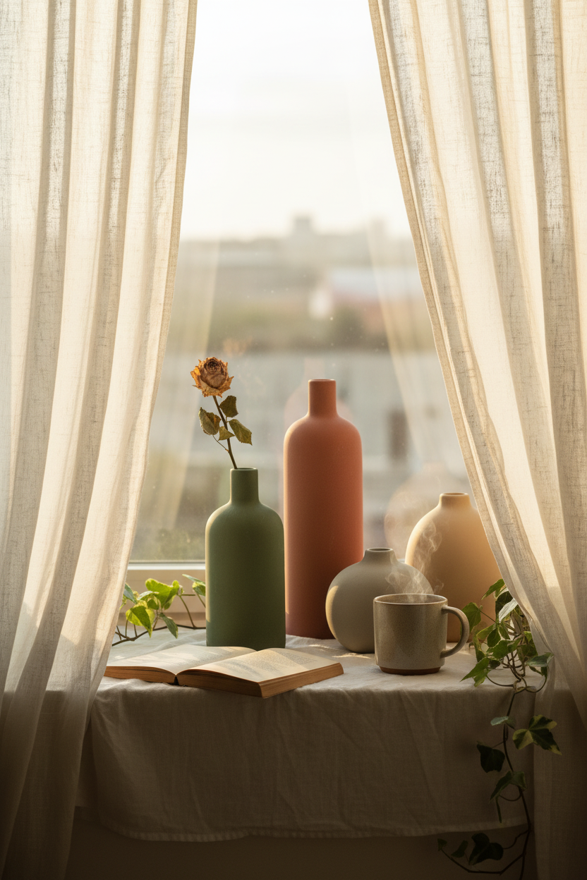 Ceramic Vase Set of 4 | Matte Earth Tones | Modern Boho Home Décor