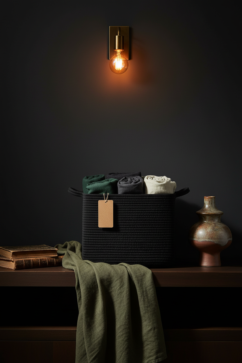 Woven Storage Basket Cotton Rope Shelf Basket Brown | 33X25X22.5Cm Storage Basket for Shelves, Closets and Living Spaces. Decorative Basket for Toys, Books and Small Items