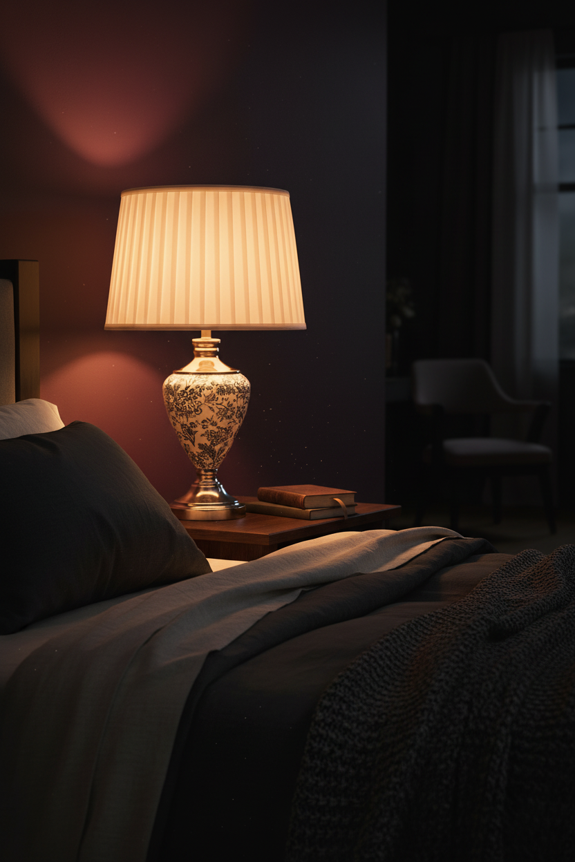 Hepburn Large Ceramic Table Lamp with Ivory Pleated Shade - Modern White, Blue Silver
