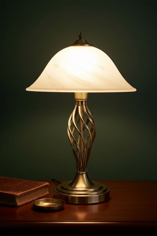 Antique Gold Barley Twist Table Lamp with a Frosted Alabaster Shade | Table Lamps, Home Décor & Improvement Essential