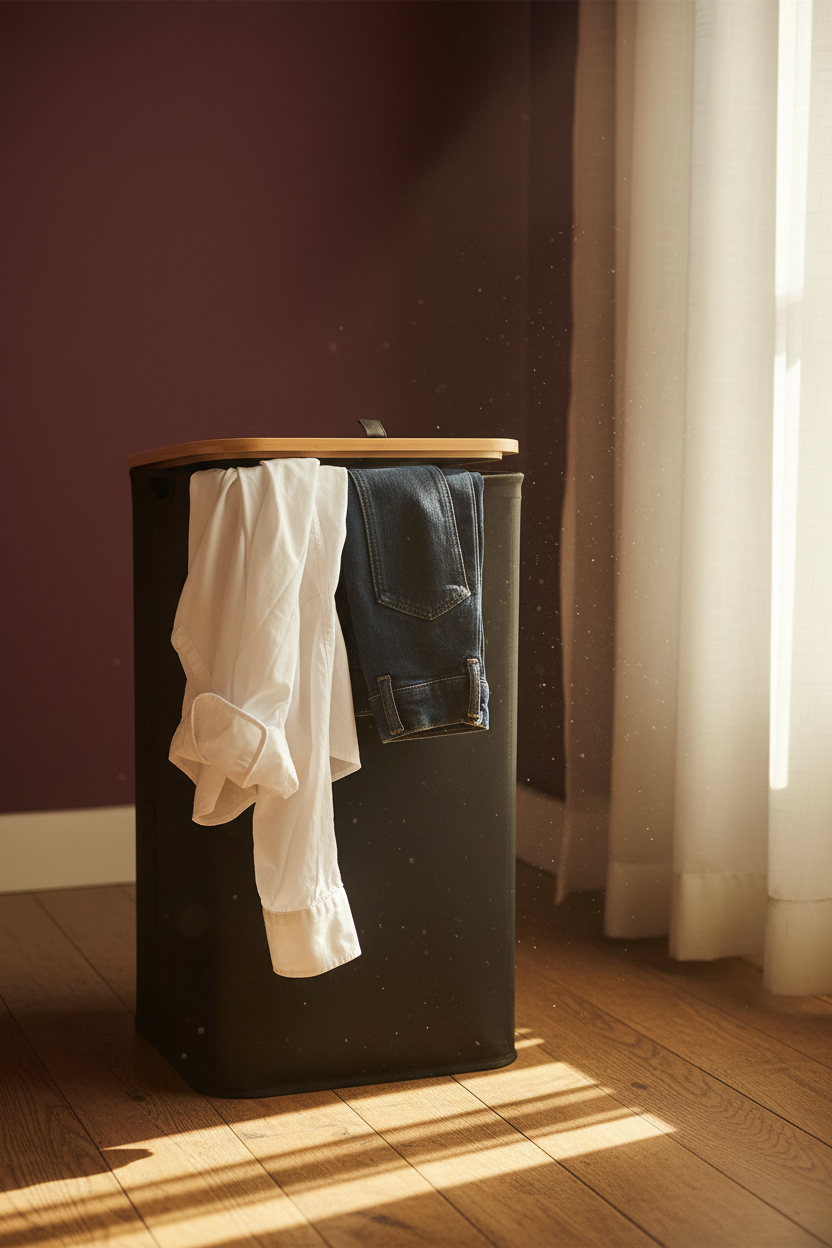 Laundry Basket with Lid & Removable Bag | Bamboo Handles | Foldable Clothes Hamper