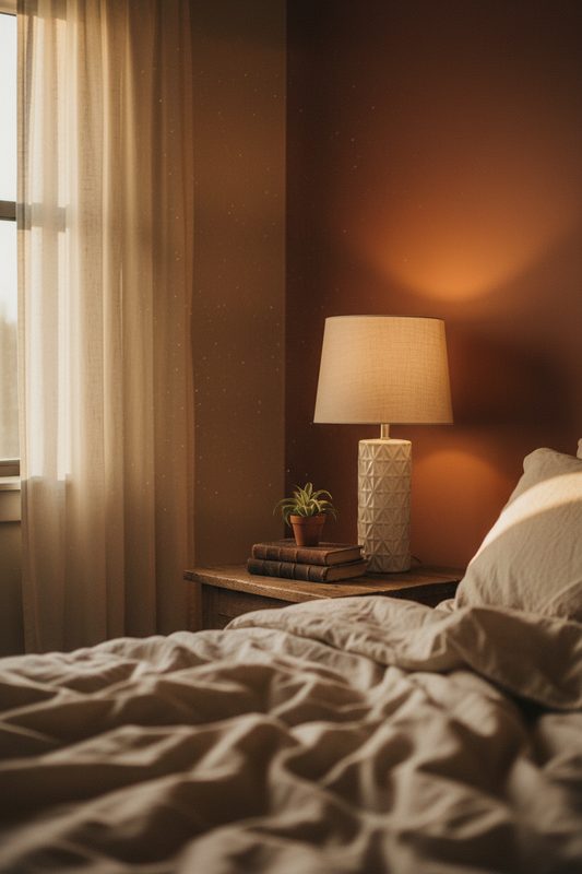 Ceramic Table Lamps Set of 2 | Textured Relief Base with Warm Linen Shade | Pull Chain 