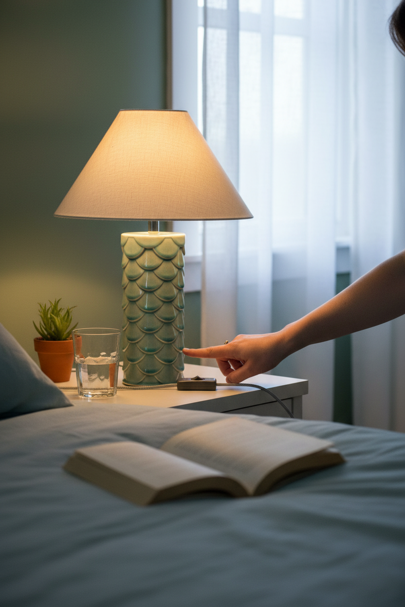 Aqua Scallop Shell Ceramic Table Lamp | Mermaid Design | Bedside & Living Room Lamp