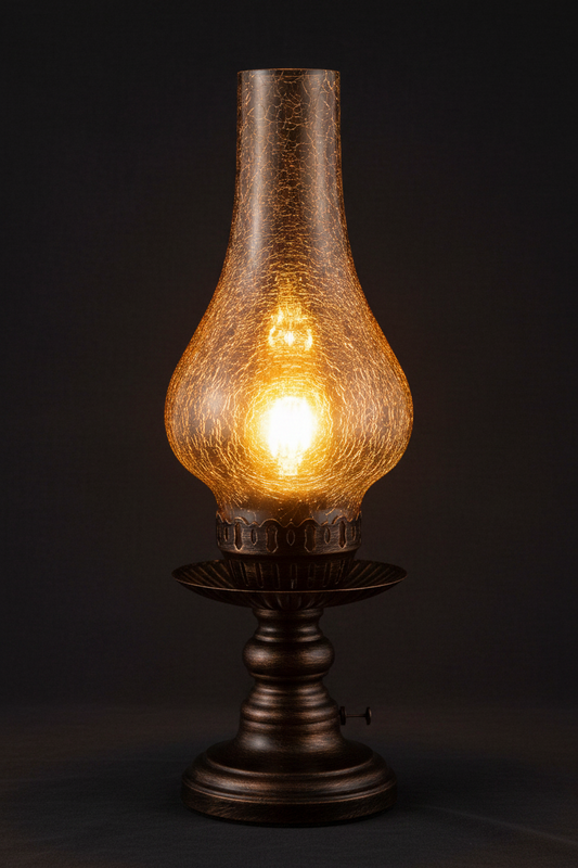 Vintage Cordless Rechargeable Table Lamp | Amber Hand-Blown Glass | Touch Dimmer | Retro Farmhouse Lamp
