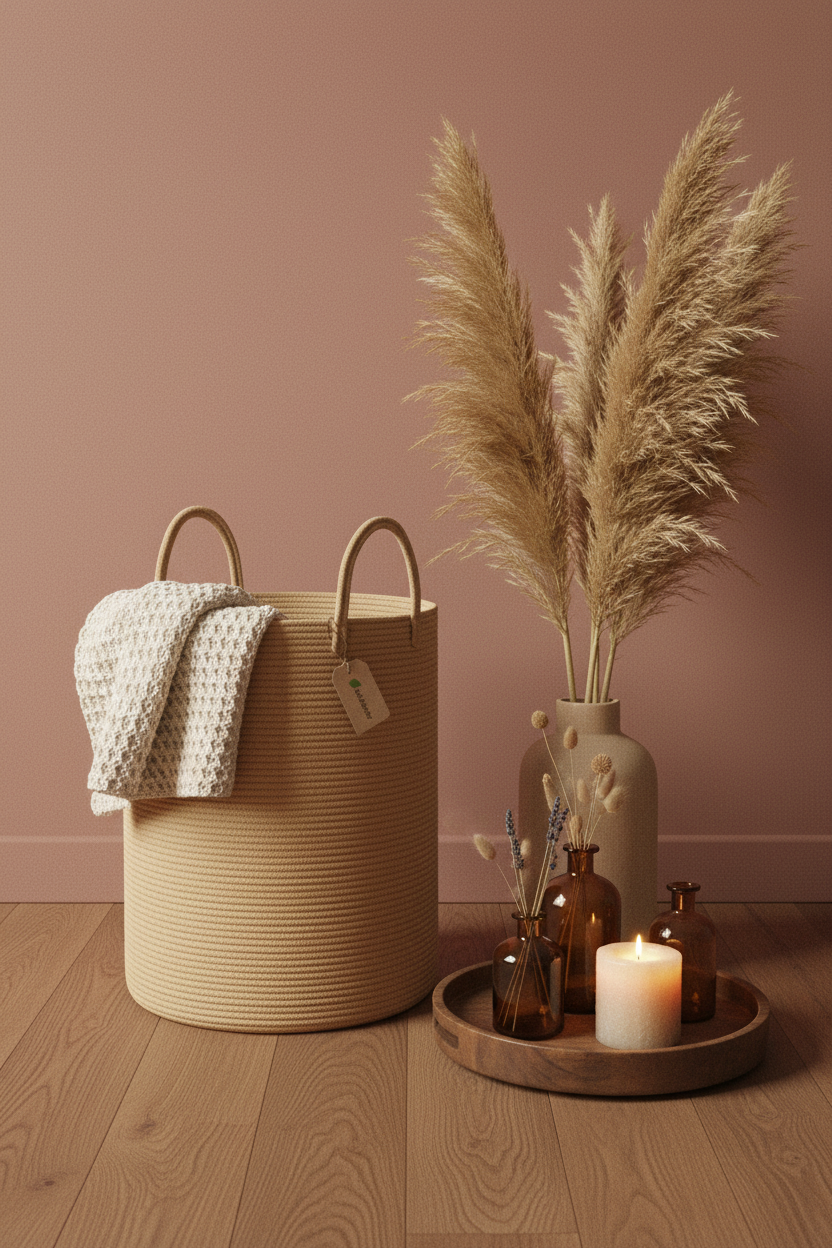 Extra Large Cotton Rope Storage Basket | Honey | 75L Woven Laundry & Blanket Organiser