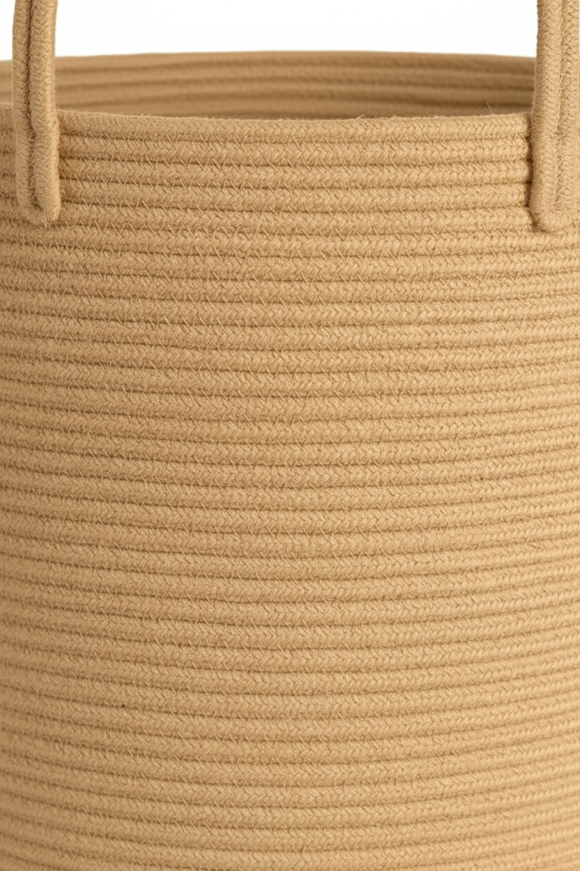 Extra Large Cotton Rope Storage Basket | Honey | 75L Woven Laundry & Blanket Organiser