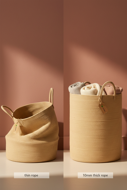 Extra Large Cotton Rope Storage Basket | Honey | 75L Woven Laundry & Blanket Organiser