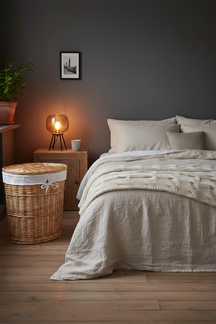 Oval Wicker Laundry Basket with Lid | Natural Willow | White Linen Liner | Large