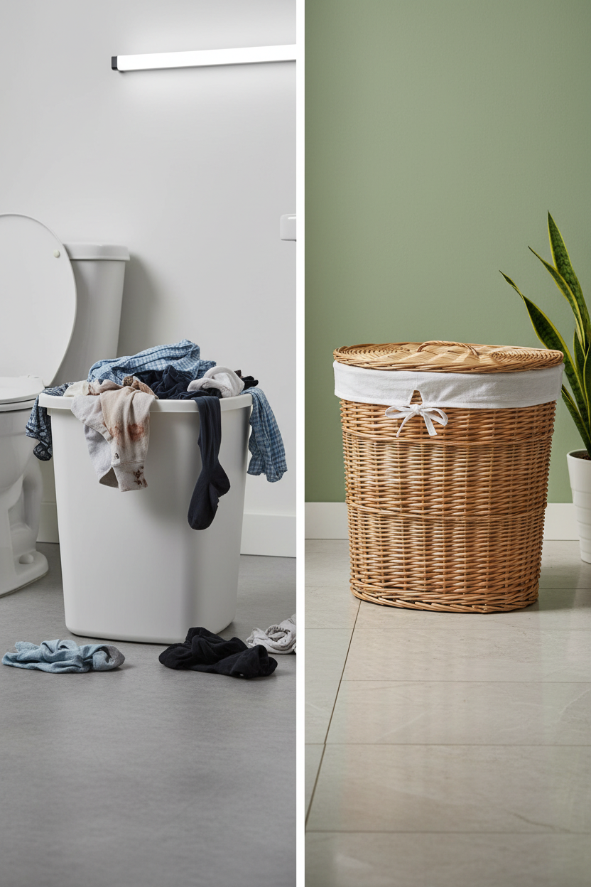 Oval Wicker Laundry Basket with Lid | Natural Willow | White Linen Liner | Large