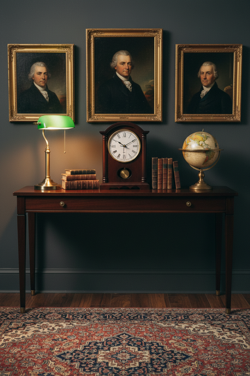 Classic Wooden Mantel Clock with Gold Pendulum | Roman Numeral Dial | Vintage Desk & Fireplace Clock