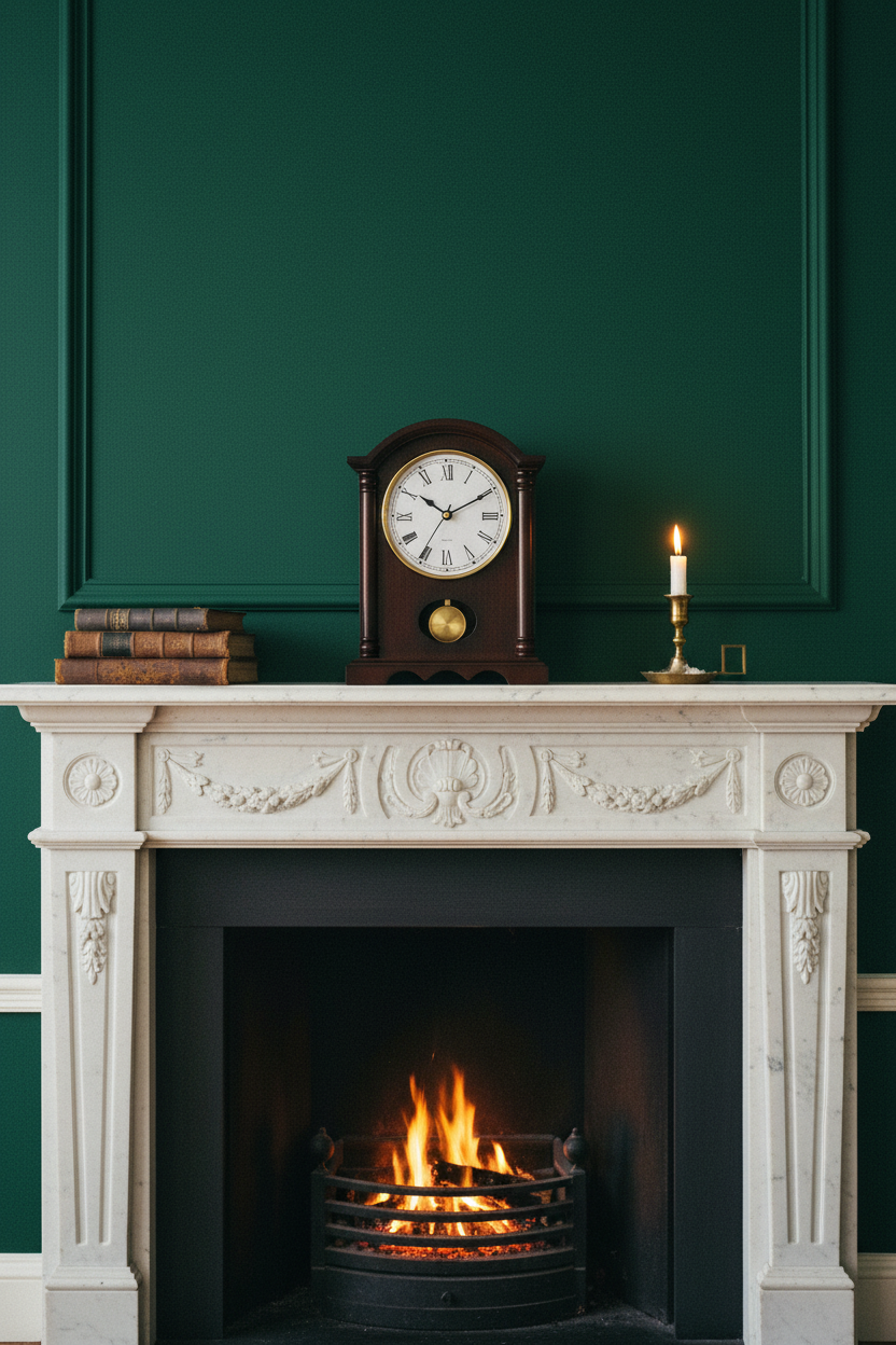Classic Wooden Mantel Clock with Gold Pendulum | Roman Numeral Dial | Vintage Desk & Fireplace Clock