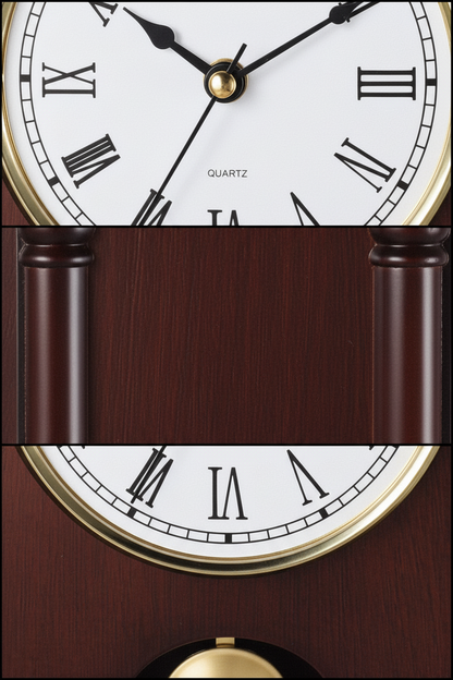 Classic Wooden Mantel Clock with Gold Pendulum | Roman Numeral Dial | Vintage Desk & Fireplace Clock