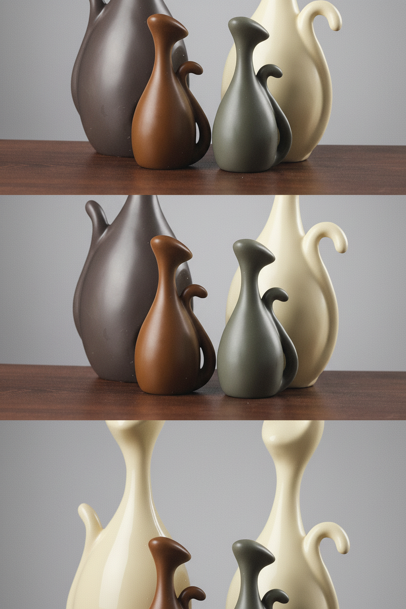 Ceramic Cat Family Figurines | Set of 4 | Nordic Abstract Cat Sculpture Home Décor