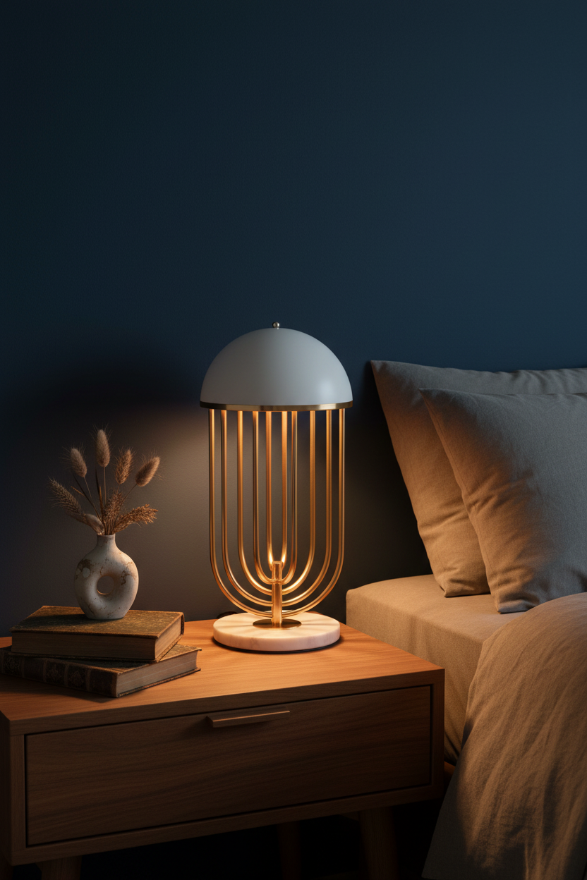 Nordic Cage Table Lamp | Dome Shade | Warm & Cool LED | Bedside & Living Room Light
