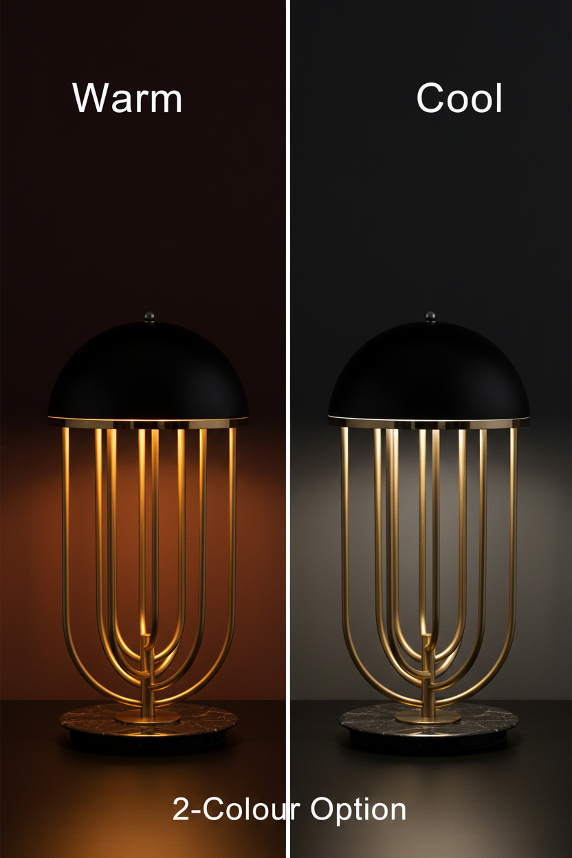 Nordic Cage Table Lamp | Dome Shade | Warm & Cool LED | Bedside & Living Room Light