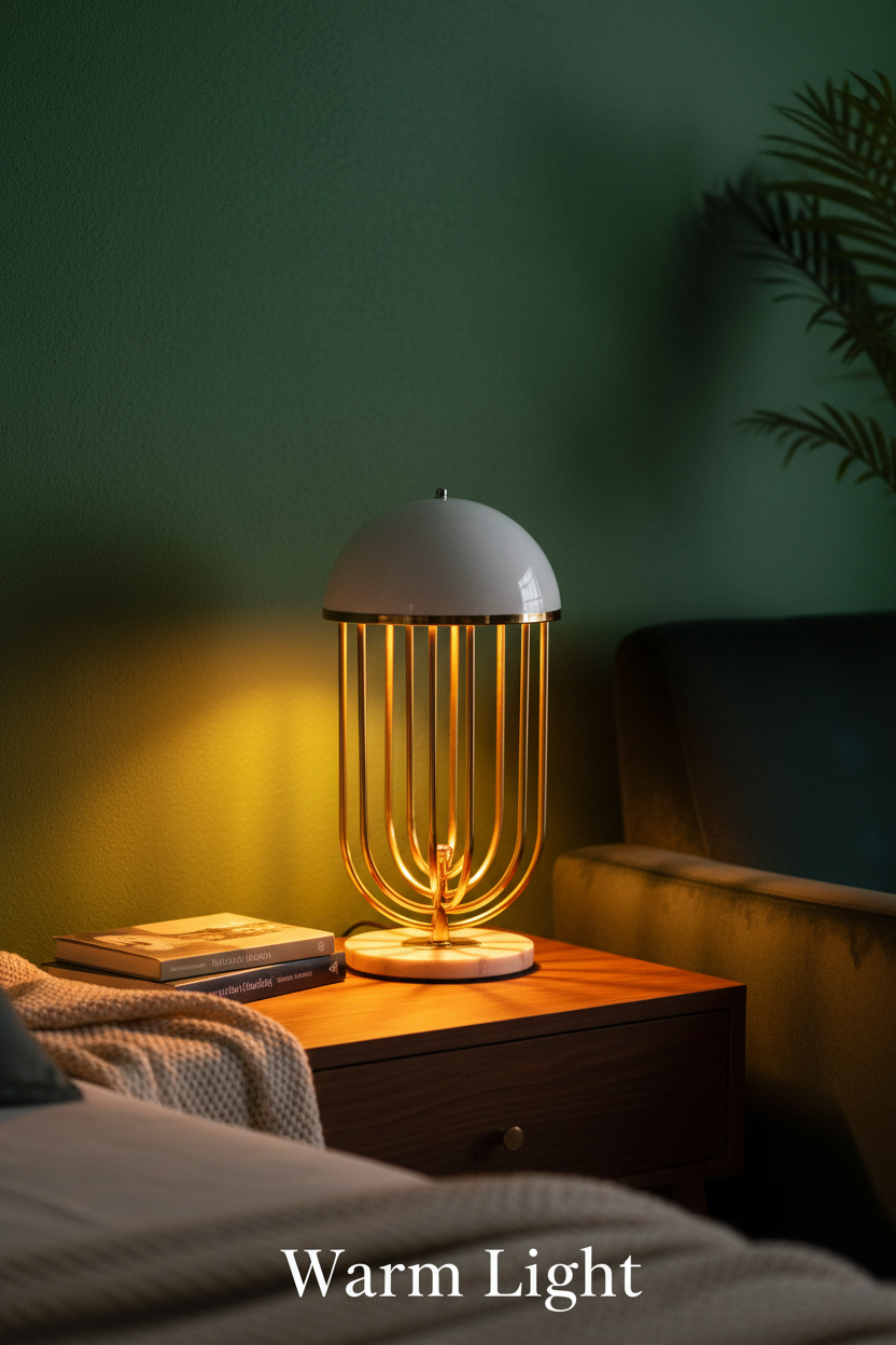Nordic Cage Table Lamp | Dome Shade | Warm & Cool LED | Bedside & Living Room Light