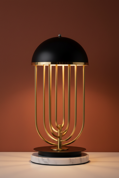 Nordic Cage Table Lamp | Dome Shade | Warm & Cool LED | Bedside & Living Room Light
