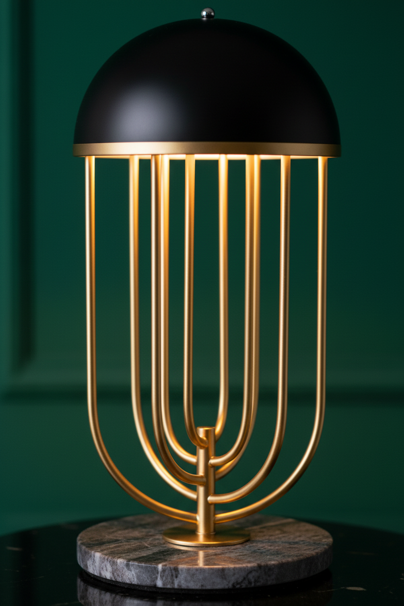 Nordic Cage Table Lamp | Dome Shade | Warm & Cool LED | Bedside & Living Room Light