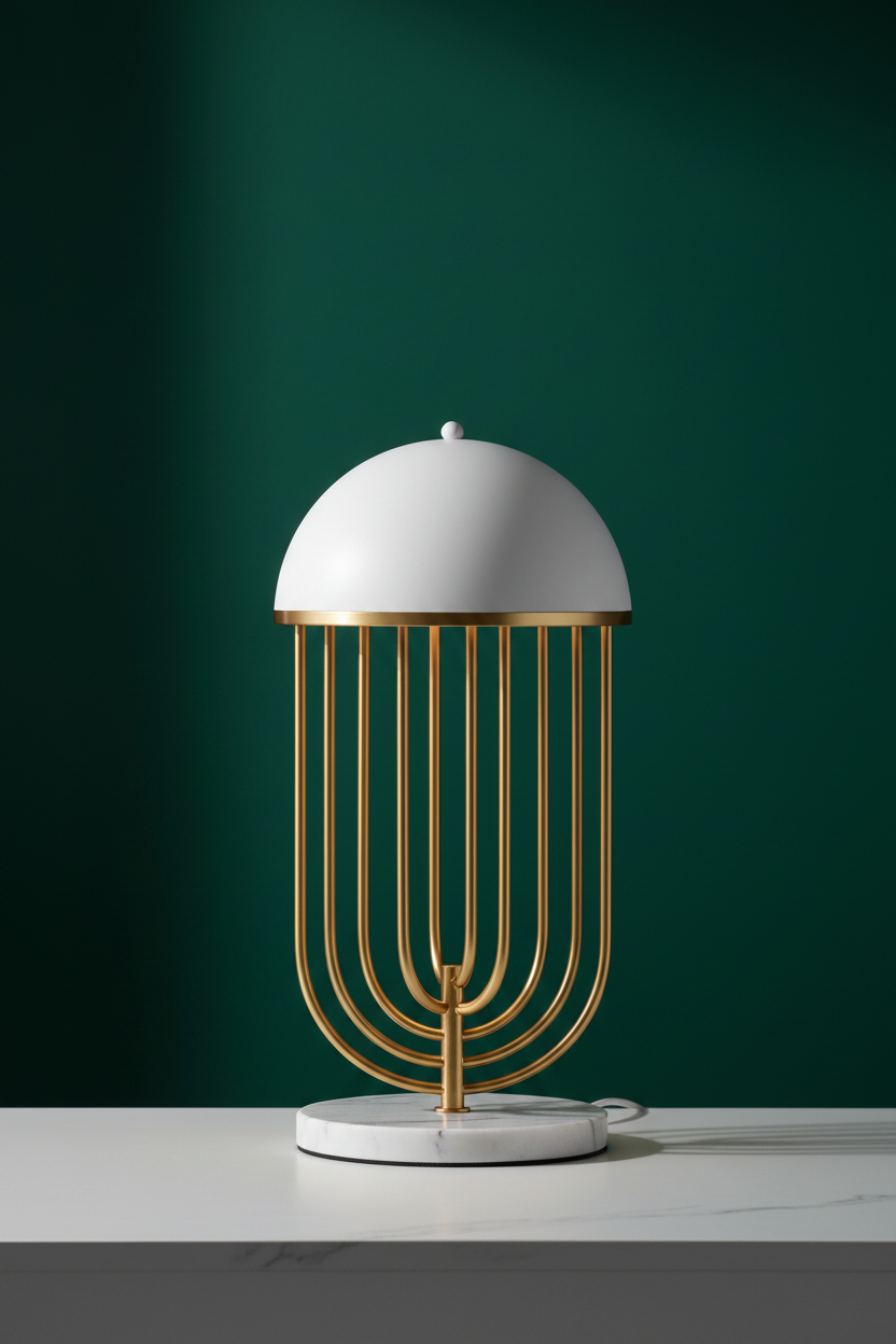 Nordic Cage Table Lamp | Dome Shade | Warm & Cool LED | Bedside & Living Room Light