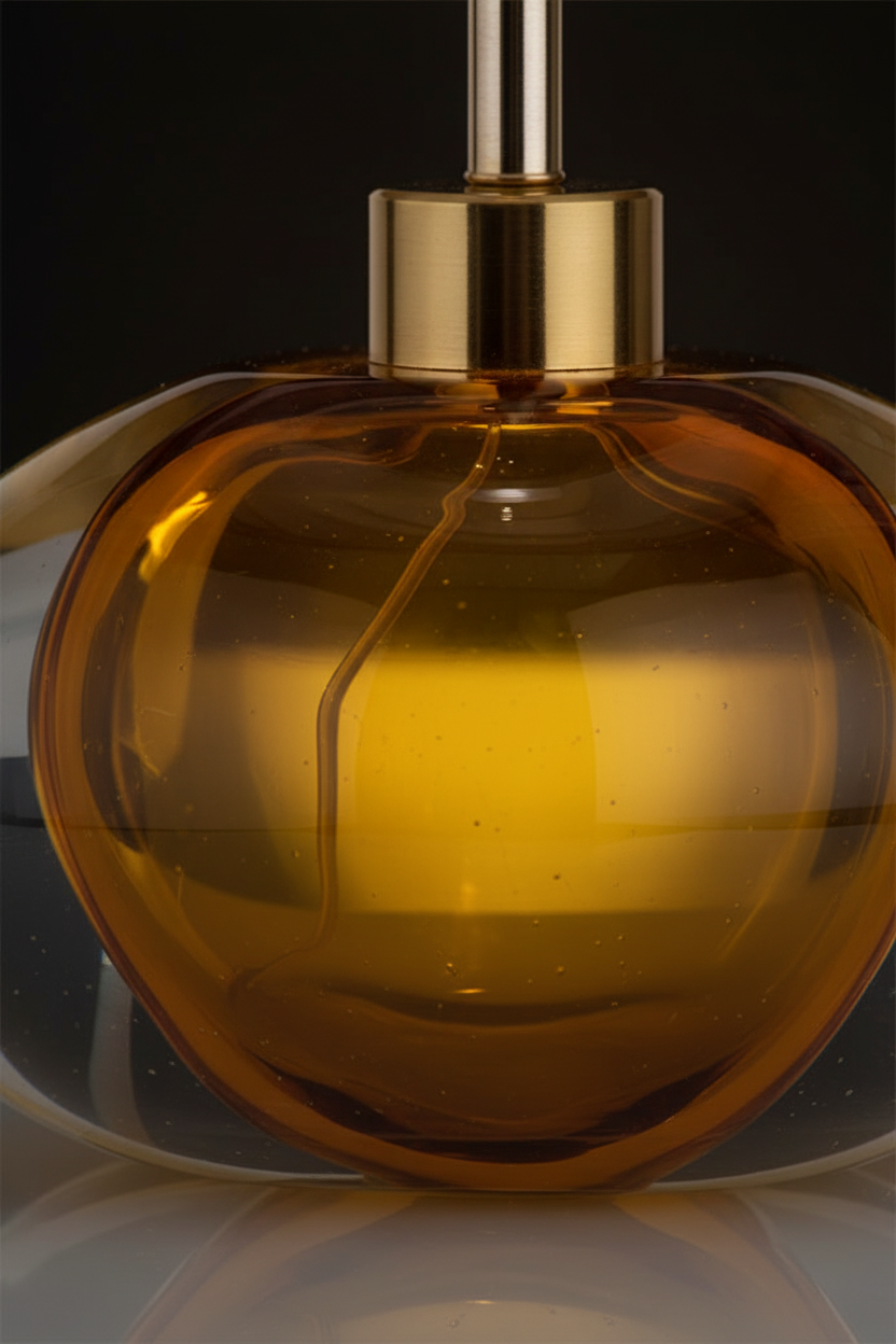 Art Glass Table Lamp | Amber & Taupe | LED Ambient Light
