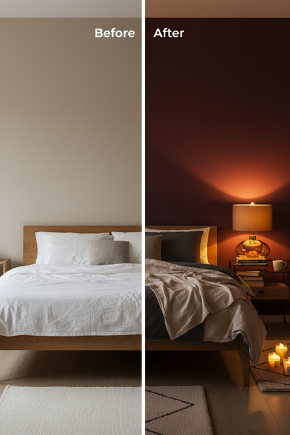 Art Glass Table Lamp | Amber & Taupe | LED Ambient Light
