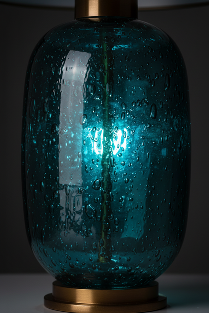 Art Glass Table Lamp | Teal & Bronze | LED Ambient Light