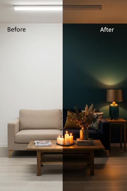 Art Glass Table Lamp | Teal & Bronze | LED Ambient Light