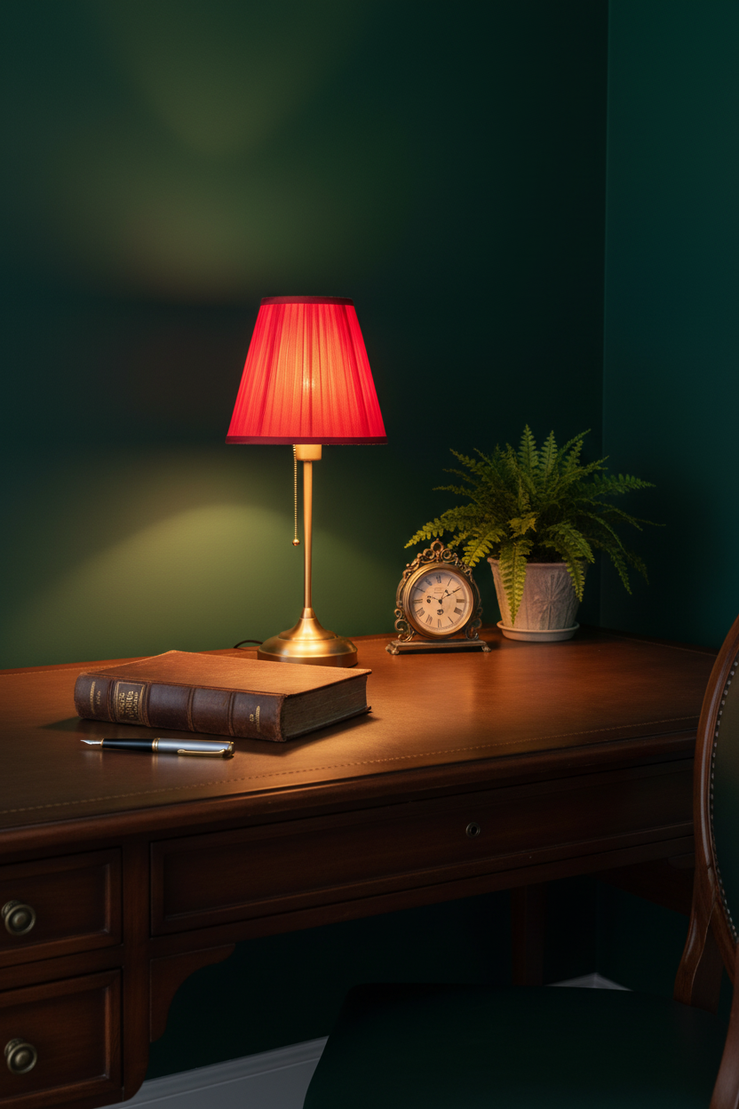Fabric Table Lamp | Antique Brass | Pull-Switch Bedside Light