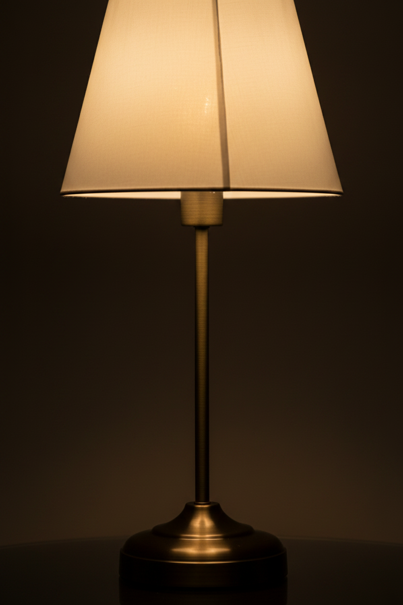 Fabric Table Lamp | Antique Brass | Pull-Switch Bedside Light