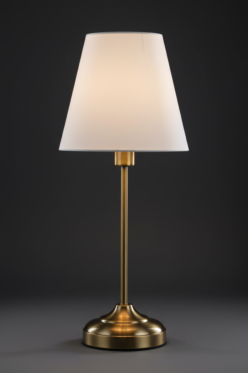 Fabric Table Lamp | Antique Brass | Pull-Switch Bedside Light