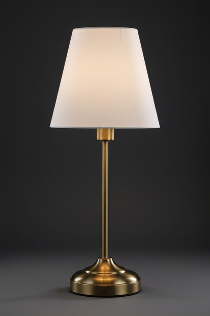 Fabric Table Lamp | Antique Brass | Pull-Switch Bedside Light