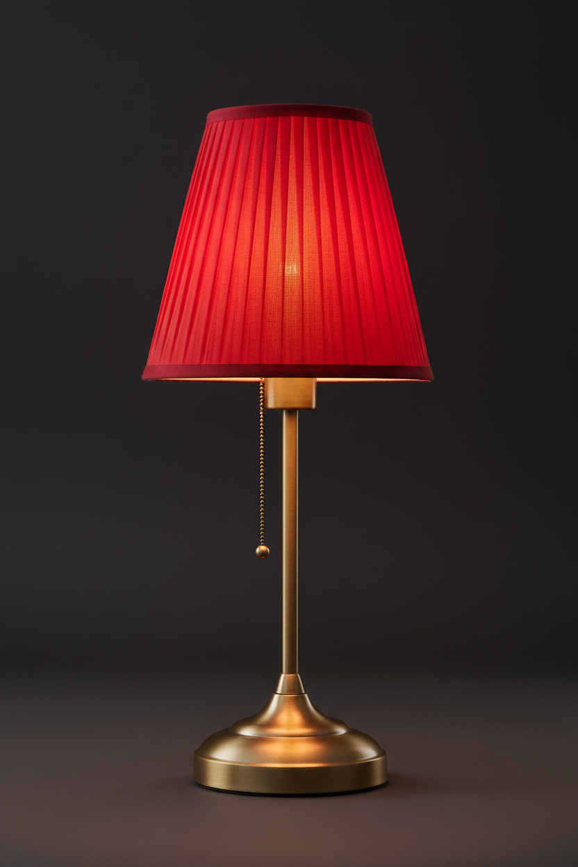 Fabric Table Lamp | Antique Brass | Pull-Switch Bedside Light