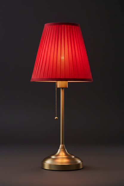 Fabric Table Lamp | Antique Brass | Pull-Switch Bedside Light