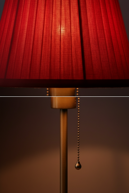 Fabric Table Lamp | Antique Brass | Pull-Switch Bedside Light