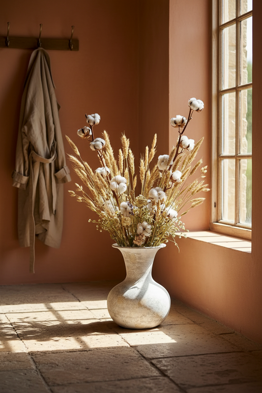 Rustic Farmhouse Metal Flower Vases — Set of Vintage Faux Pottery Vases for Home Decor