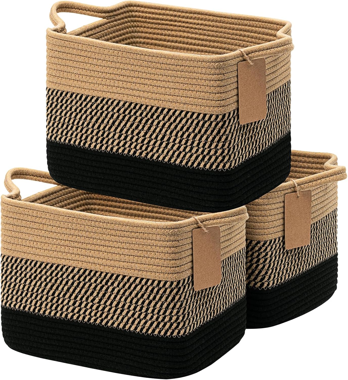 Woven Storage Basket Cotton Rope Shelf Basket Brown | 33X25X22.5Cm Storage Basket for Shelves, Closets and Living Spaces. Decorative Basket for Toys, Books and Small Items