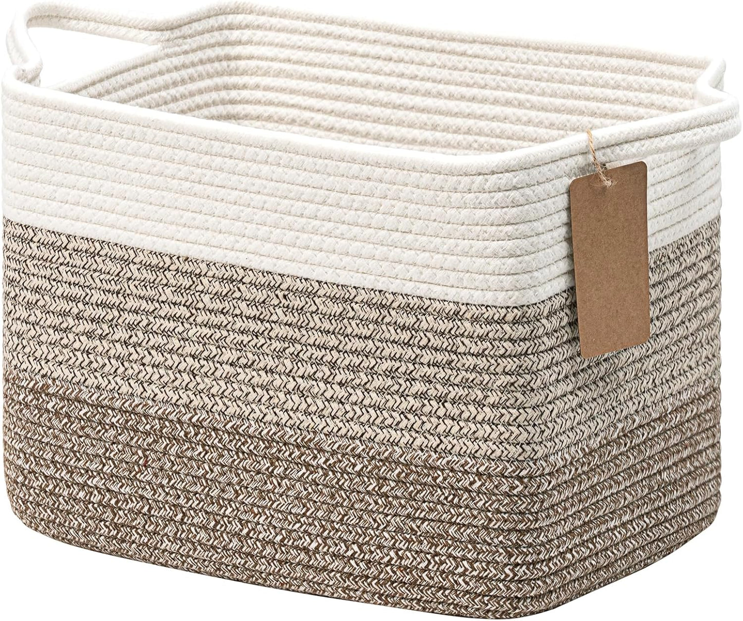 Woven Storage Basket Cotton Rope Shelf Basket Brown | 33X25X22.5Cm Storage Basket for Shelves, Closets and Living Spaces. Decorative Basket for Toys, Books and Small Items