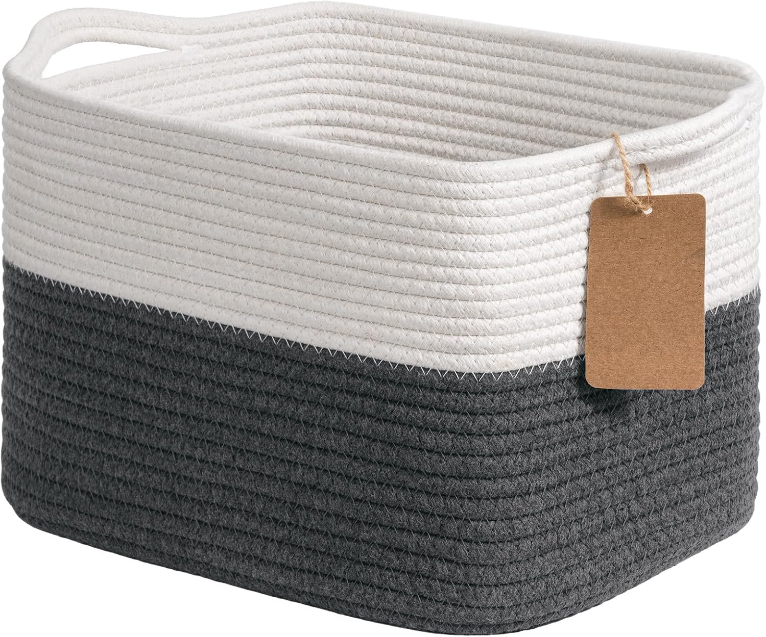 Woven Storage Basket Cotton Rope Shelf Basket Brown | 33X25X22.5Cm Storage Basket for Shelves, Closets and Living Spaces. Decorative Basket for Toys, Books and Small Items