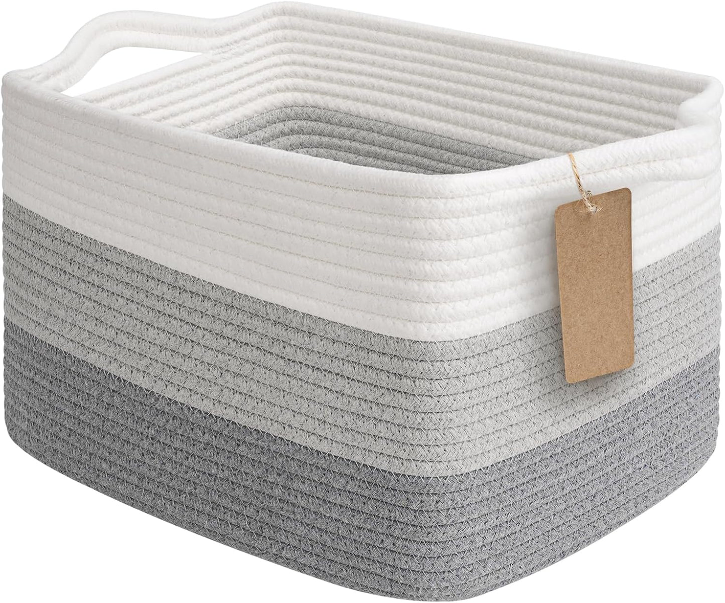 Woven Storage Basket Cotton Rope Shelf Basket Brown | 33X25X22.5Cm Storage Basket for Shelves, Closets and Living Spaces. Decorative Basket for Toys, Books and Small Items