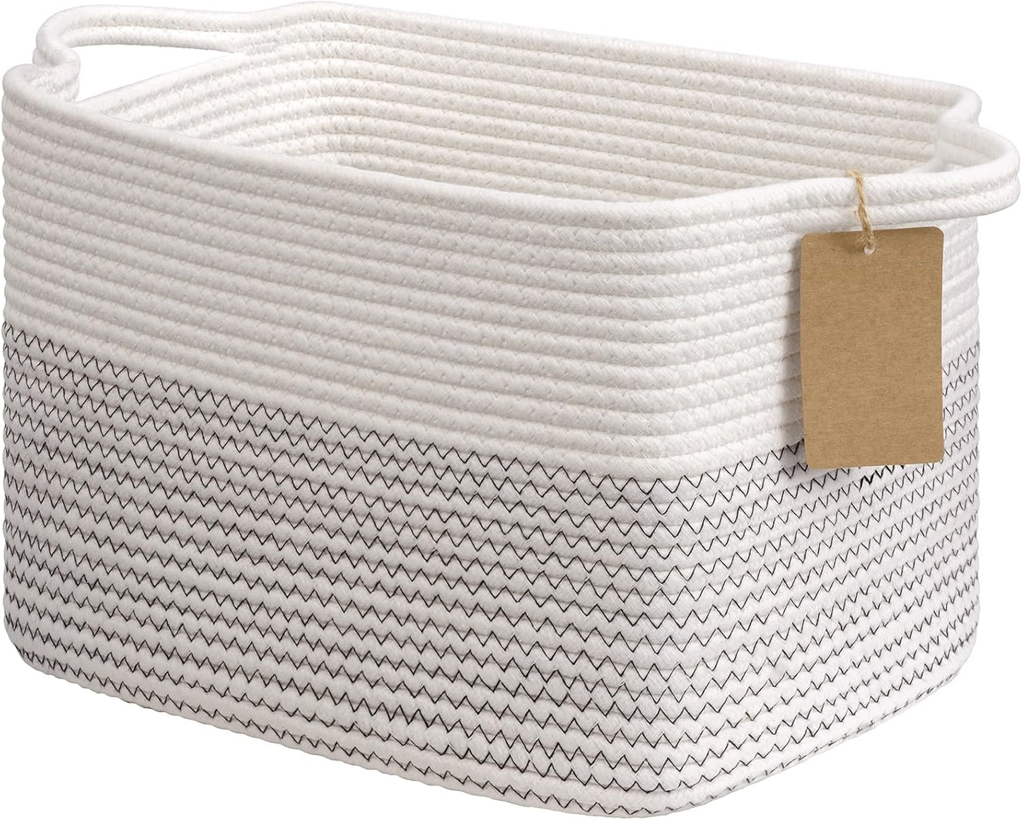 Woven Storage Basket Cotton Rope Shelf Basket Brown | 33X25X22.5Cm Storage Basket for Shelves, Closets and Living Spaces. Decorative Basket for Toys, Books and Small Items