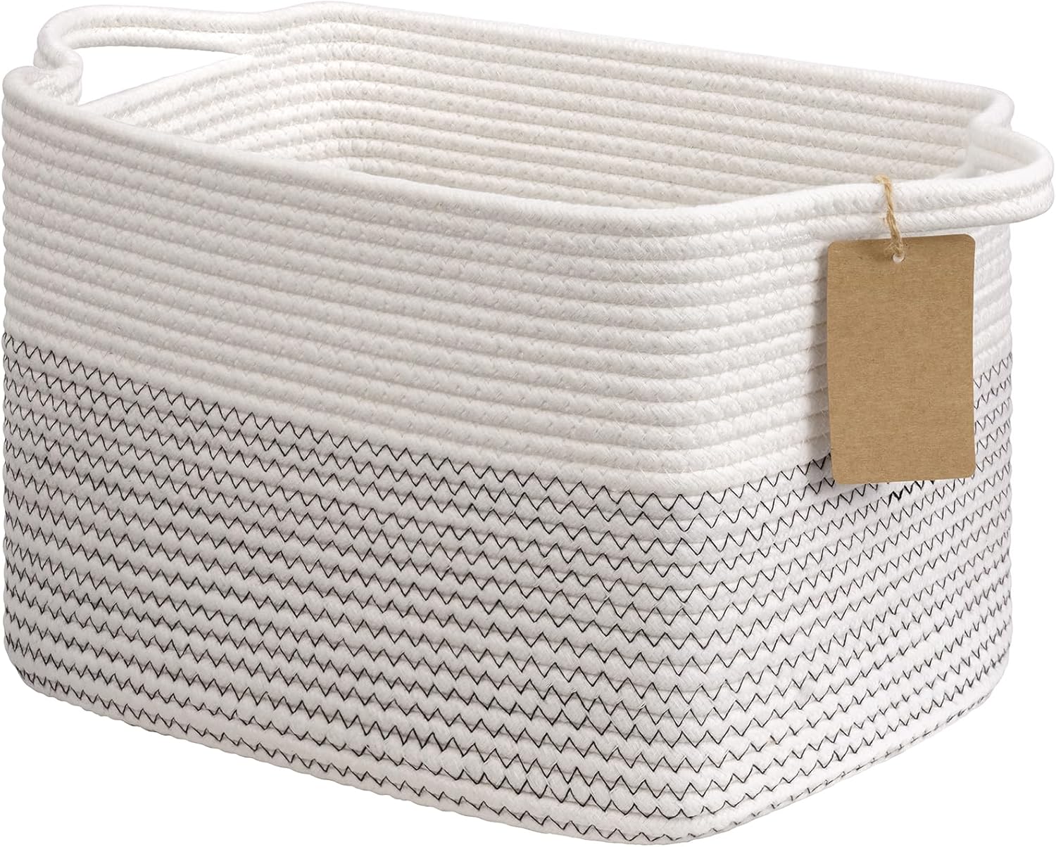 Woven Storage Basket Cotton Rope Shelf Basket Brown | 33X25X22.5Cm Storage Basket for Shelves, Closets and Living Spaces. Decorative Basket for Toys, Books and Small Items